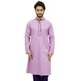 thumbnail image 7 of Atasi Men's Long Purple Cotton Mandarin Collar Shirt Ethnic Clothing-Small, 7 of 7