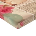 thumbnail image 2 of Ambesonne Kitchen Fitted Sheet, Old Roses Lace Flowers, Full Size, Forest Green Pale Pink, 2 of 3