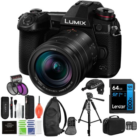 Panasonic Lumix G9 Mirrorless Camera  20.3 Megapixels Plus 80 Megapixel High-Resolution Mode with Leica Vario-Elmarit 12-60mm F2.8-4.0 Lens  3   Black | DC-G9LK | Extended 3 Years Panasonic Warranty