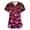 Hot Pink #029, variant on Womens Halloween Scrub Top Witch Spider Short Sleeve Funny Scrubs Skeleton Ghost Scary V-Neck Scrub Top with Pockets L