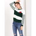 thumbnail image 3 of INSPIRE CHIC Suéter de punto casual con cuello redondo y bloque de color a rayas para mujer Verde beige XL, 3 of 6
