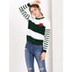 thumbnail image 3 of INSPIRE CHIC Suéter de punto casual con cuello redondo y bloque de color a rayas para mujer Verde beige XL, 3 of 6