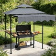 thumbnail image 2 of Dark Gray Outdoor Grill Gazebo BBQ Pavilion Double Top Adjustable Awning with Side Shelves and Hooks, 2 of 7