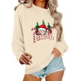 thumbnail image 2 of Women's Festive Sweatshirt with Santa Claus and Lettering Print Round Neck Hoodless Loose Comfort Wear, 2 of 6