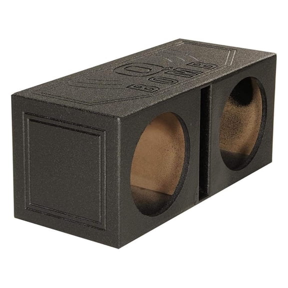 QBOMB10V Dual 10 Inch Vented Port Subwoofer Sub Box, 1 Cubic Foot per Sub, Tuning Frequency 40 hZ, with Bedliner Spray
