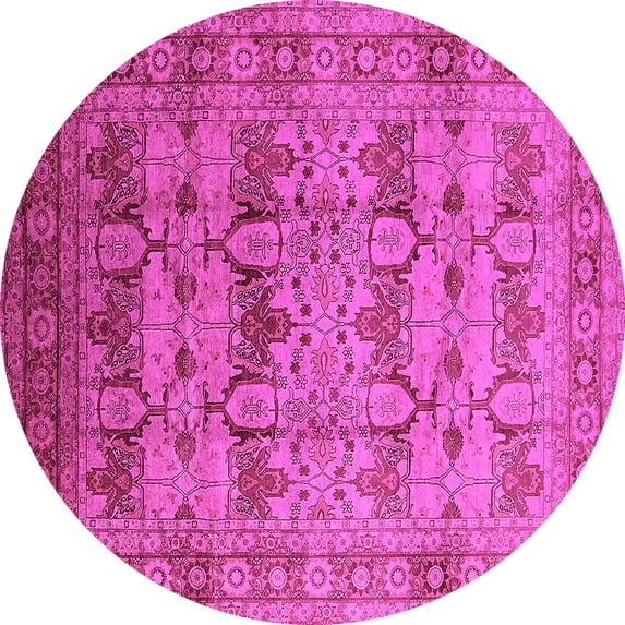 Ahgly Company Indoor Round Oriental Pink Industrial Area Rugs, 3' Round