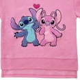 thumbnail image 5 of Disney Lilo & Stitch Girls Sweatshirt -Jumbo Graphic Print, Chenille patch and Embroidery Stitch Pullover Crewneck Sweatshirt- Sizes 4-16 Pink, 5 of 7