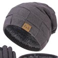thumbnail image 4 of SYMOID 3-Piece Winter Beanie Scarf Gloves Set, Fleece Lined Knit Touchscreen Cold Weather Accessories for Men Women,Size Free Size, 4 of 4