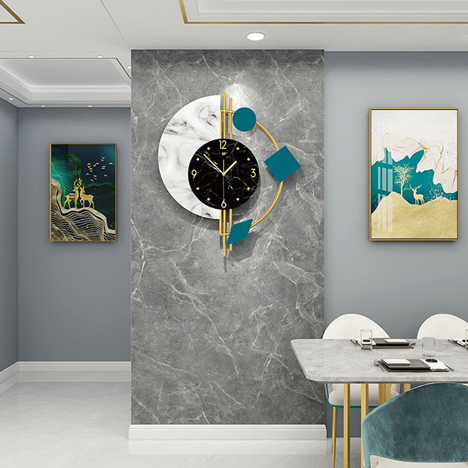 22 in Modern Wall Watch Clock Quartz Silent Hanging Clock Nordic Style Home Decor, Wall Clock For Living Room, Bedroom, Study, Outdoor, Dining Room, Porch, Balcony