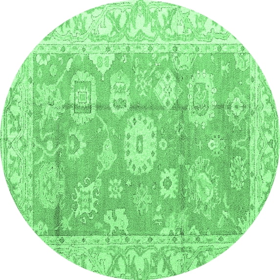 Ahgly Company Indoor Round Abstract Emerald Green Modern Area Rugs, 4' Round