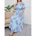 thumbnail image 2 of XCHQRTI Women's Plus Size Boho Dress Belted Layered Summer Chiffon V Neck Dresses, 2 of 8