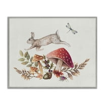 Stupell Industries Rustic Botanicals & Hare Botanical & Floral Painting Gray Framed Art Print Wall Art, 14 x 11