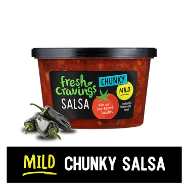 Fresh Cravings Homestyle Chunky Mild Salsa, 16 oz. Ready to Eat, Gluten Free, Recyclable Packaging, Keep Refrigerated.