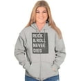 thumbnail image 4 of Rock N Roll Never Dies Metal Hardcore Unisex Fleece Graphic Zip Up Hoodie Brisco Brands 2X, 4 of 5