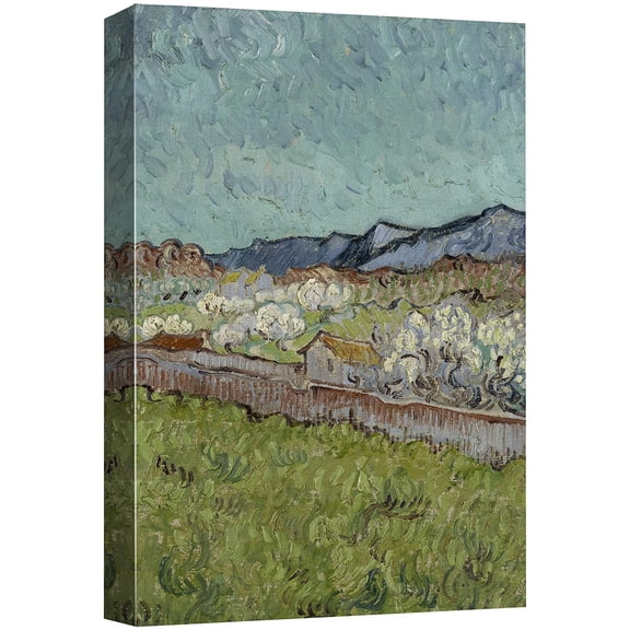 wall26 Canvas Print Wall Art View of Alpilles France by Vincent Van Gogh Classic Historic Illustrations Fine Art Decorative Rustic Multicolor Colorful for Living Room, Bedroom, Office - 24"x36"