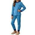 thumbnail image 2 of LEKWK Teen Boys Girls Pajamas Long Sleeve Tops and Elastic Waist Pants Kids Loungewear 2 Piece Outfits Fall Winter Comfy Casual Homewear 4-16Y, 2 of 8