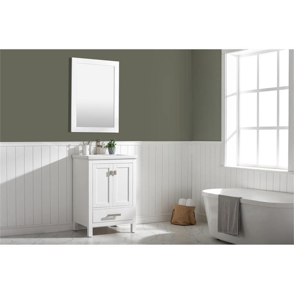 Valentino 24" Single Sink Bathroom Vanity in White with Porcelain integrated Countertop and Sink