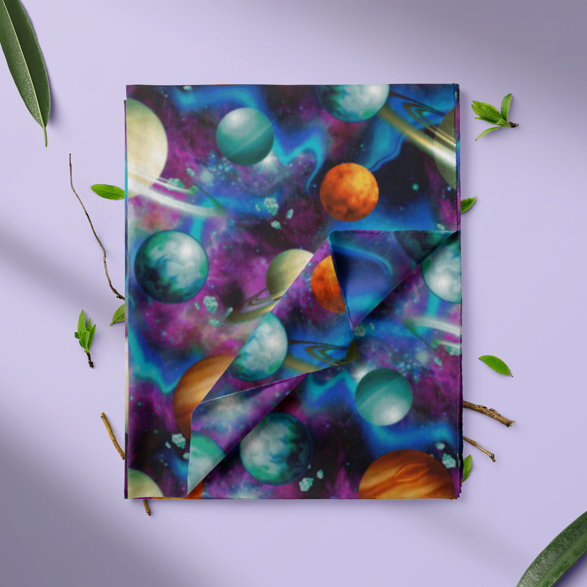 Mainstays 1.5 Yards 100% Cotton Light-weight Flannel Aurora Space, Multi-color, 42" Wide for Crafts
