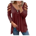 thumbnail image 1 of Ketyyh-chn99 Chemises Habillées pour Femmes Blouse Ample Confortable Été Manches Courtes Tunique Décontractée Hauts Confortables Amples Col Rond Hauts Vin,P, 1 of 4