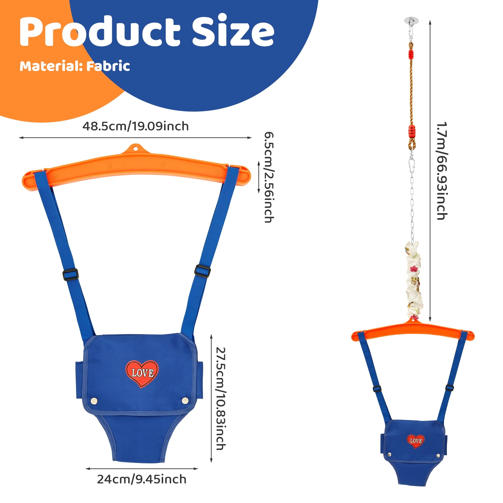 Threns Baby Jumper for 6-24 Month 20 KG Load Capacity 2 in 1 Baby Walking Harness with Swing with Safety Buckle for Indoor/Outdoor Play