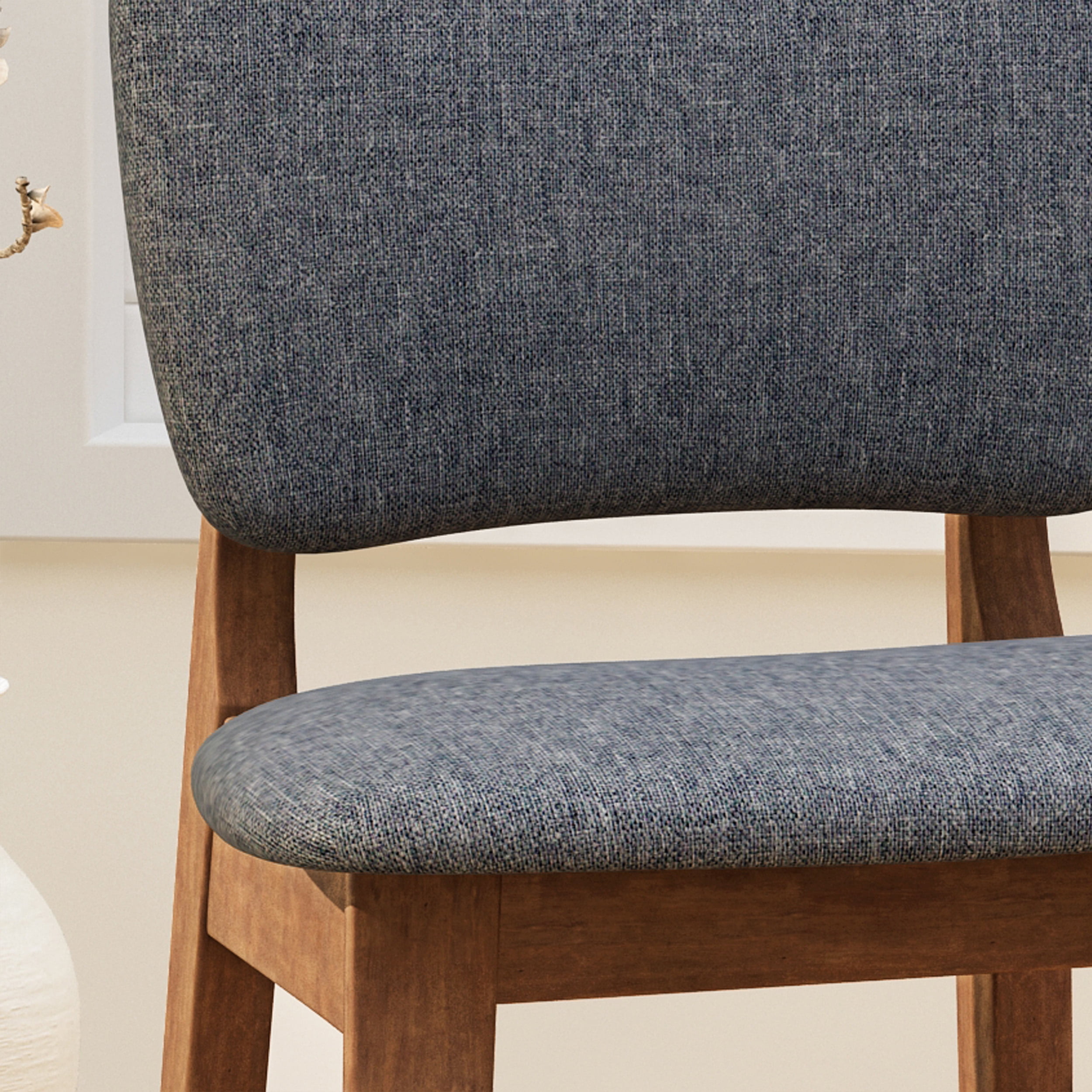 Noble House Rayan Mid Century Modern Fabric and Rubberwood Barstools, Set of 2, Charcoal