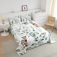 thumbnail image 4 of Erosebridal Cute Zebra King Size Comforter Set Green Eucalyptus Bedding Set, Woodland Animal Wildlife Down Comforter Botanical Plant Leaves Bed Set, Cartoon Horse Quilted Duvet, 4 of 6