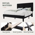 thumbnail image 6 of Amolife Full Bed Frame, Platform Bed with Upholstered Velvet Adjustable Headboard, Wooden Slats, Easy Assembly, Black, 6 of 9