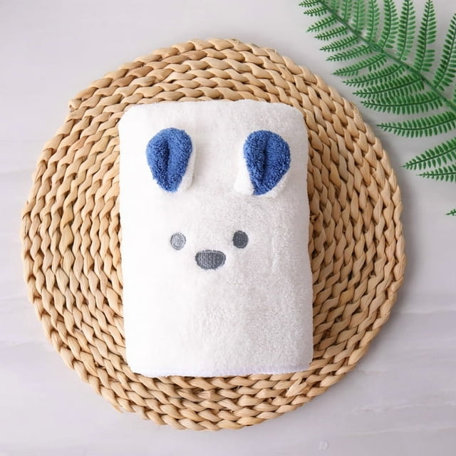 Adorable Korean Cartoon Rabbit Ear Dry Hair Cap - Thickened Triangle Towel Design, Soft Coralline Velvet & Ultrafine Fiber, Super Absorbent Bath Towel for Quick Drying, White, Sizes 24*64CM & 30*80CM