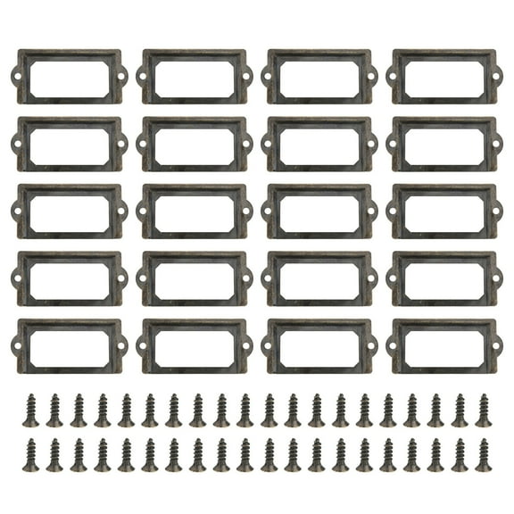 Enhance Your Organizing Skills with 20pcs Antique Brass Drawer Label Pull Cabinet Frame Handle for Apothecaries