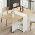 thumbnail image 4 of Tuekys Folding Dining Table Drop Leaf Kitchen Table with 2 Storage Racks-Perfect for Small Spaces Multifunction Space Saving Table Extension Dinner Table Kitchen Office Desk White, 4 of 9