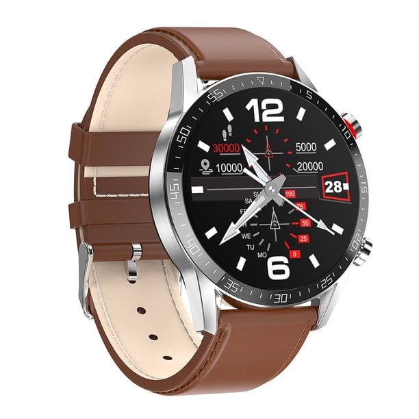 Microwear Reloj Bluetooth Impermeable Heatrate Reloj inteligente Podómetro Presión arterial Oxígeno Reloj de pulsera, Marrón, Cuero Speravity EL001215-05B