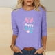 thumbnail image 2 of Mujeres 3/4 Manga Tops Impresión Casual Cuello Redondo Camiseta Top Blusa, Poliéster Toda la Temporada, 2 of 4