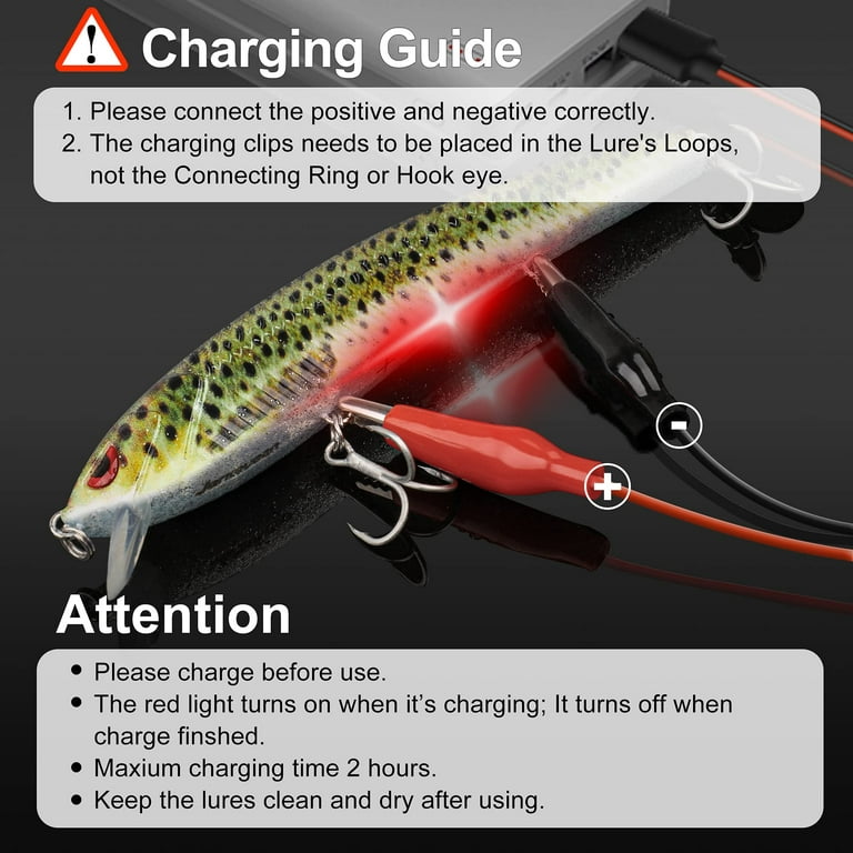 Electronic Twitching Jerkbait, LED Robotic Minnow Fishing Lure USB  Rechargeable, Long Cast & Slow Sinking Bass Lures, Lighted Fishing Lures  for