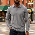 thumbnail image 4 of Admvng Mens Corduroy Sweatshirt Lapel Long Sleeve Casual Pullover, 4 of 9