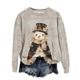 thumbnail image 4 of Chandails en Molleton de Noël pour Femmes Grande Taille Col Rond Imprimé Père Noël Manches Longues Vêtements d'Automne Amusants Violet G, 4 of 4