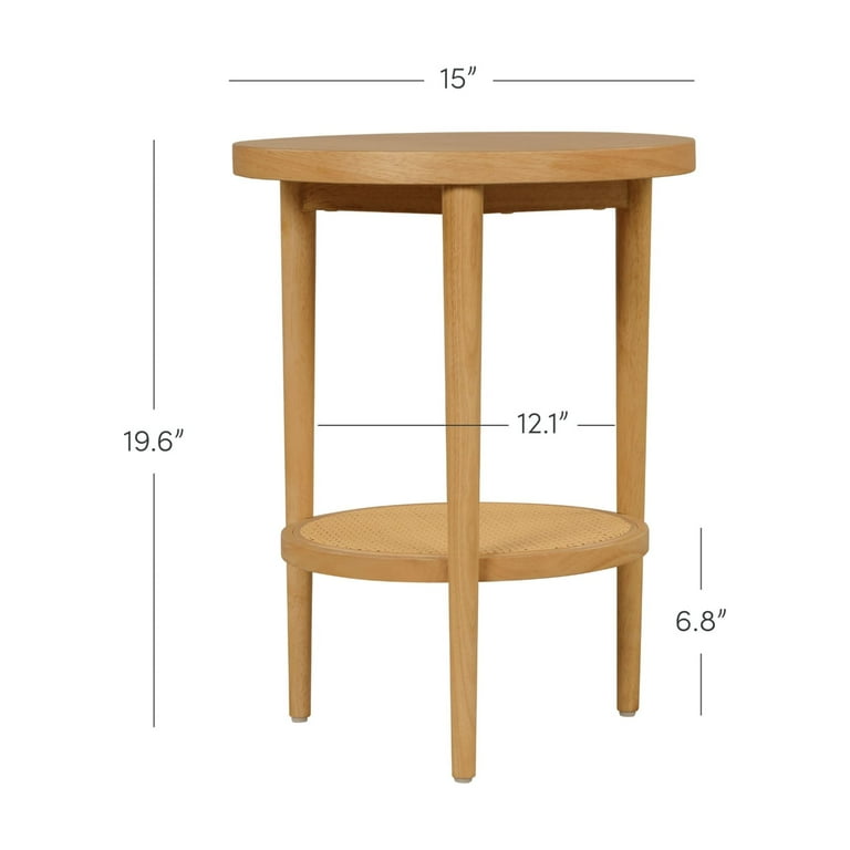 Nathan James Sonia Bohemian 2-Tier Round End Table in Light Wood