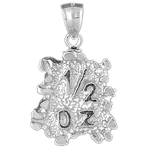 18K White Gold "1/2 Oz" Nugget Pendant - 34 mm