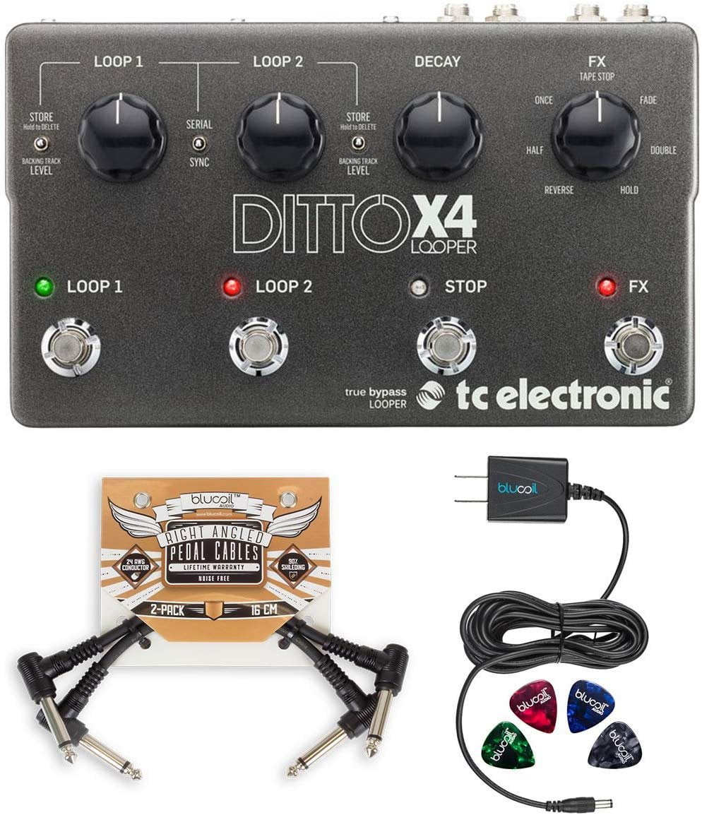 TC Electronic Ditto X4 Looper Effects Pedal Bundle with Blucoil