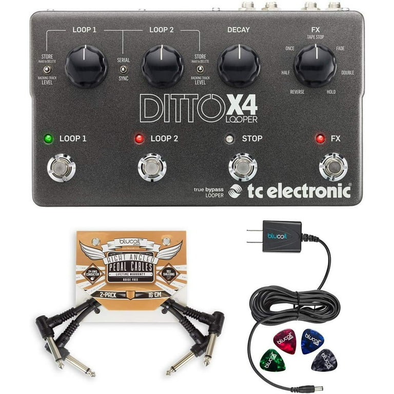 TC Electronic Ditto X4 Looper Effects Pedal Bundle with Blucoil