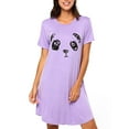 thumbnail image 4 of Uhndy Women Nightgown Short Sleeve Sleepwear Comfy Sleep Shirt Scoopneck Nightshirt Ladies Loose Baggy T Shirts Dress Purple L, 4 of 6