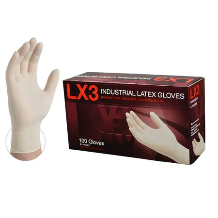 X3 Ivory Industrial Latex Disposable Gloves 3 Mil, Medium Case of 1000