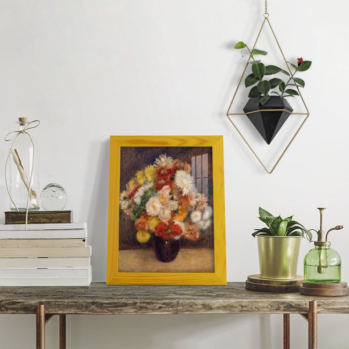 Bouquet of Chrysanthemums -Framed Print w/glass-Sunflower Yellow