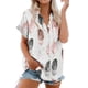 thumbnail image 4 of Tops de Mujer Camisas Blusas Blusa de Solapa Casual Estampado de Manga Corta Camisa Suelta Botones Cárdigan Odeerbi ODB145274, 4 of 7