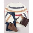 thumbnail image 4 of Cogild Sweaters for Women Striped Crewneck Long Sleeve Knit Pullover Sweater, 4 of 10