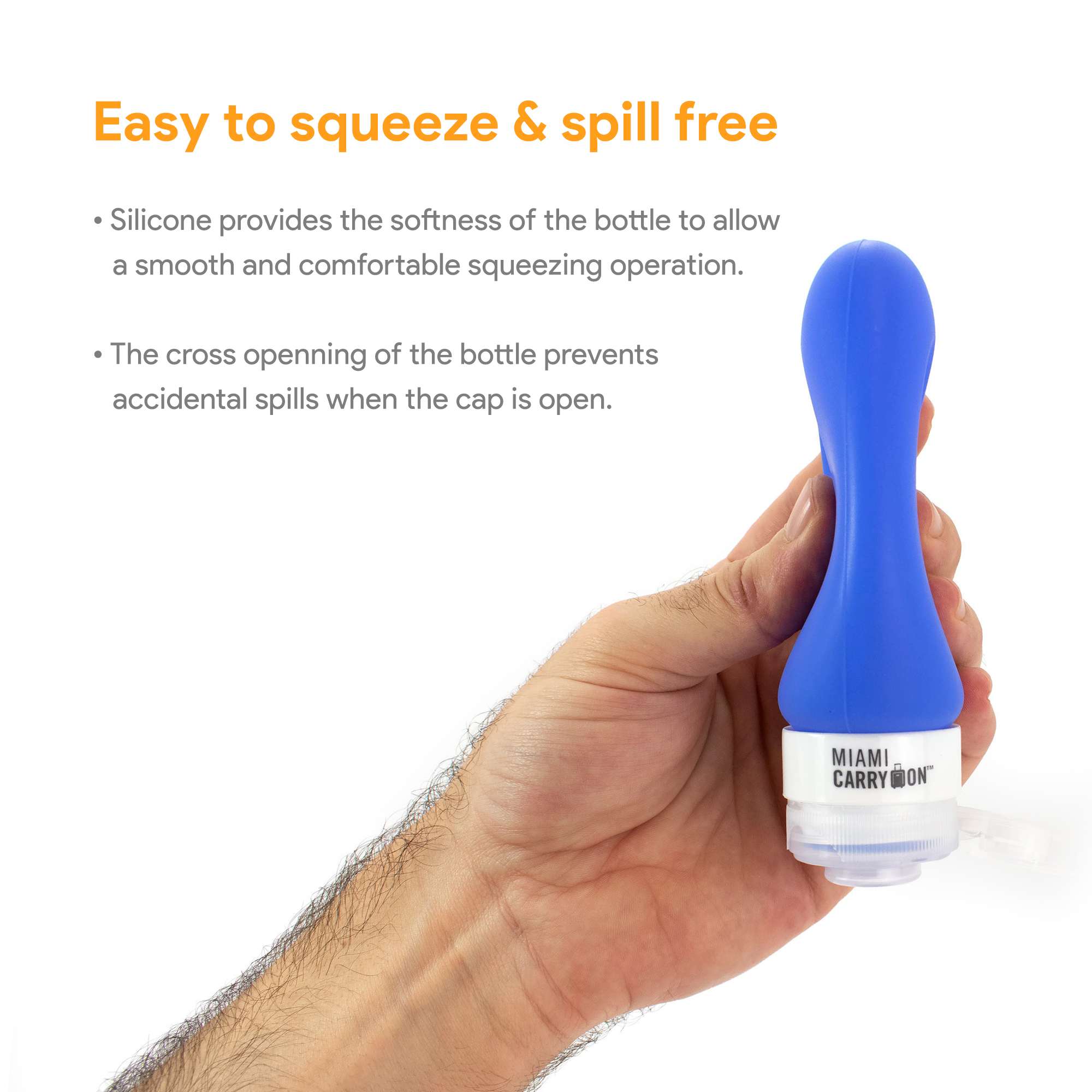 Miami CarryOn TSA Approved Food Grade Silicone Travel Bottle Pair, FDA Approved