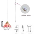 thumbnail image 3 of FSLiving Plug-in Pendant Hanging Light with 15FT Power Cord Modern Design Brass Pink Glass Shade Dimmable Pendant Lamp for Bedside Bay-Window Kitchen Dining Table - 1 Pack, 3 of 6