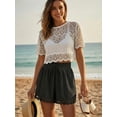 thumbnail image 2 of JYLFC Womens Shorts Summer Casual Loose Elastic Waist Drawstring Lace Boho Beach Cover Up Shorts, Black XL, 2 of 6