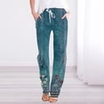 thumbnail image 1 of WILLBEST Pantalones Casuales elegantes para Mujer: Pantalones Ligeros de Lino con Cintura Alta y Estampado Bohemio con Bolsillos para Playa y Uso Diario. XXXL, 1 of 3