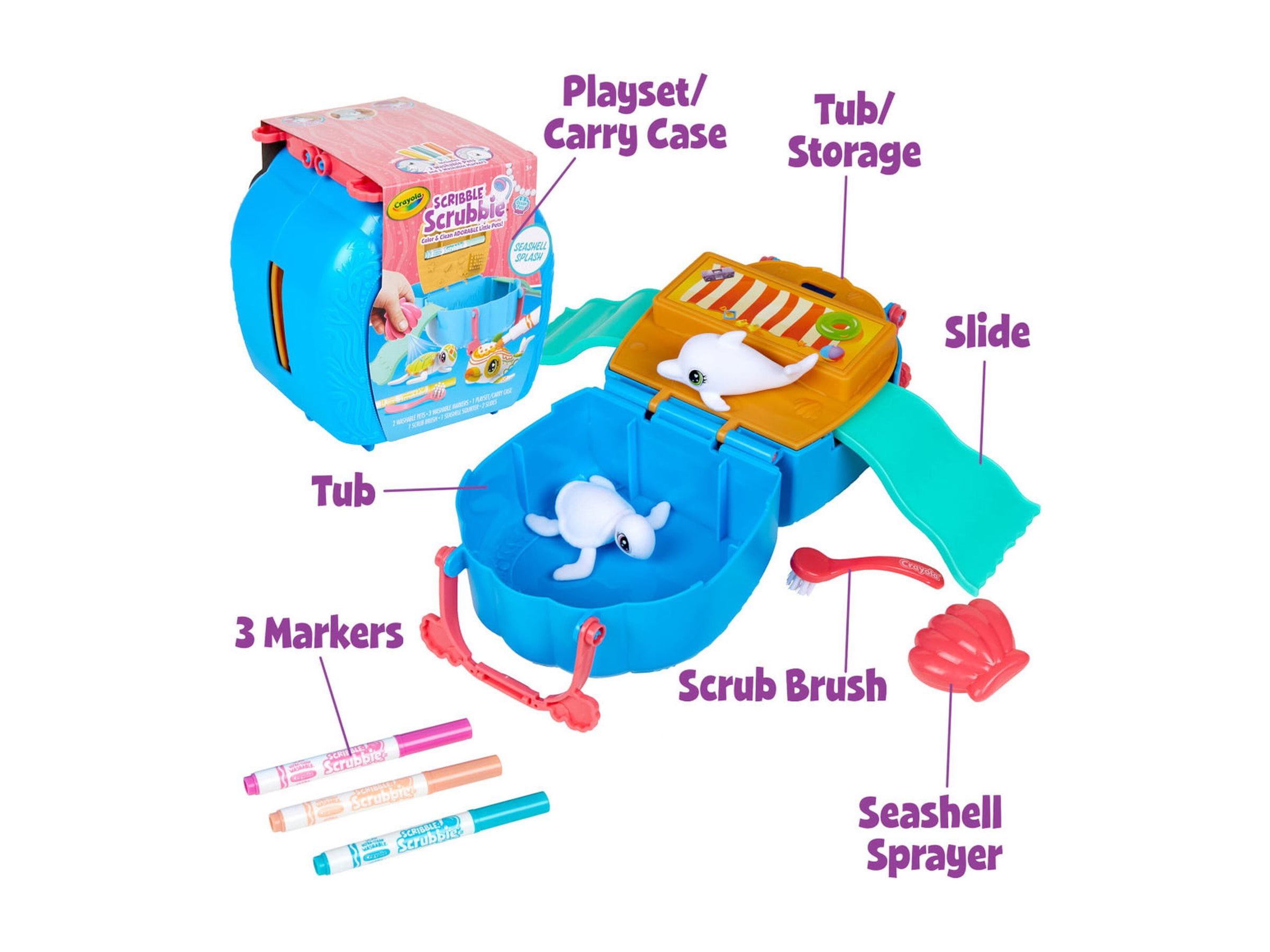 Crayola Scribble Scrubbie Pets Seashell Splash Toy Set, Ocean Animal Toys, Gift for Kids Ages 3+  (图3)