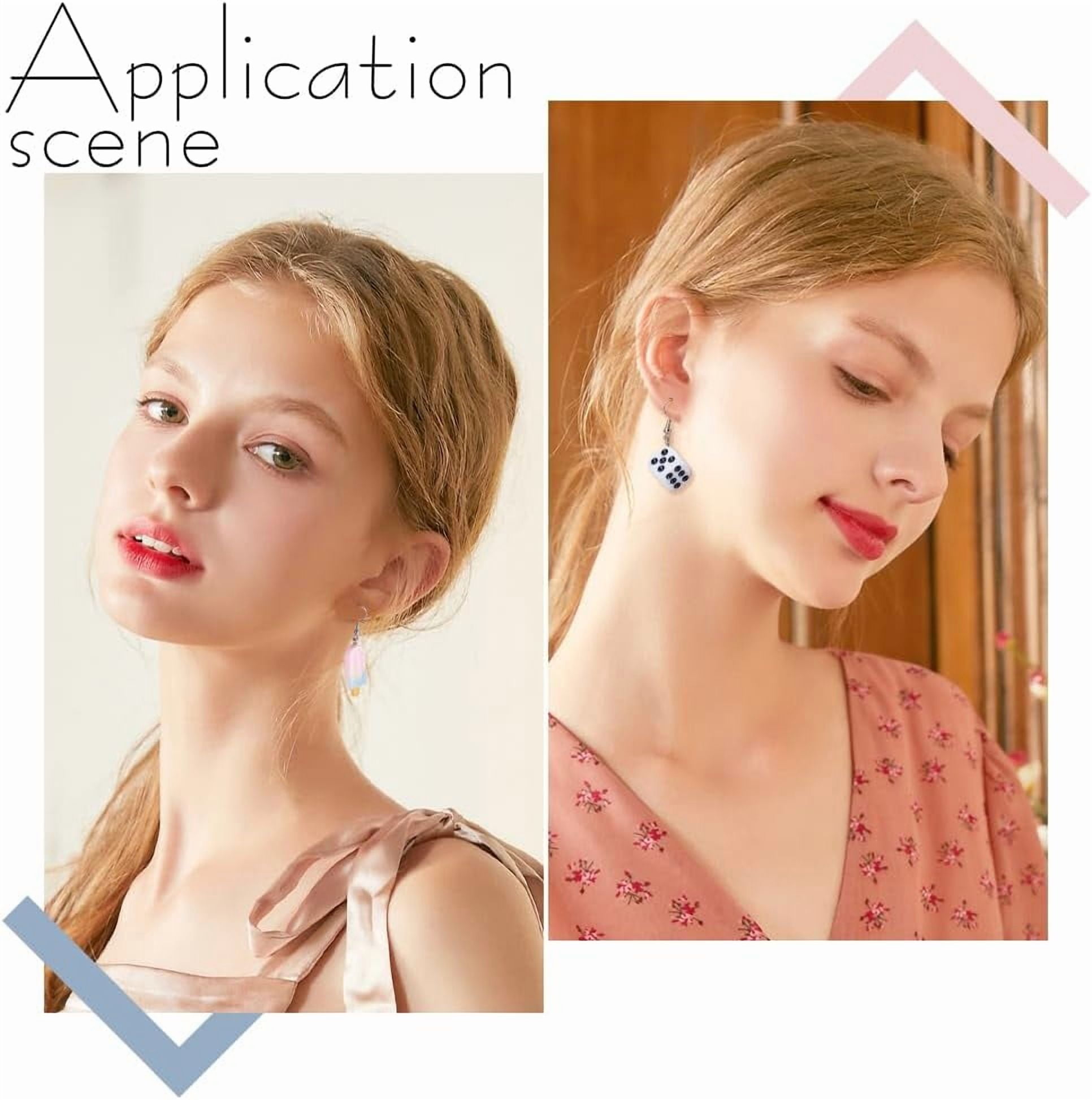 Colorful Acrylic Earing Hooks Cute Summer Earrings Lollipop Flower Ear for Women Funny Drop Dangle Earring Blue Bear Cloud Ears Hooks for Women Summer Gifts Colorful